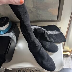 Black Suede Over-the-Knee Boots